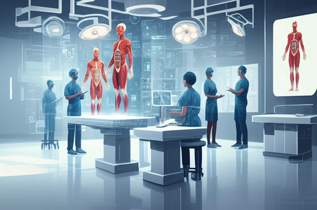 Medical students learning anatomy in a modern, innovative lab setting.