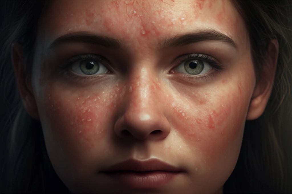 Surreal illustration of rosacea and psoriasis relief