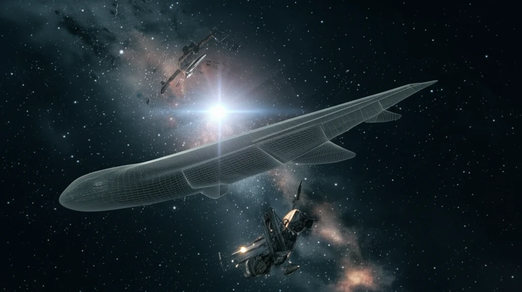 Futuristic aircraft wing transforming with adaptive mesh technology