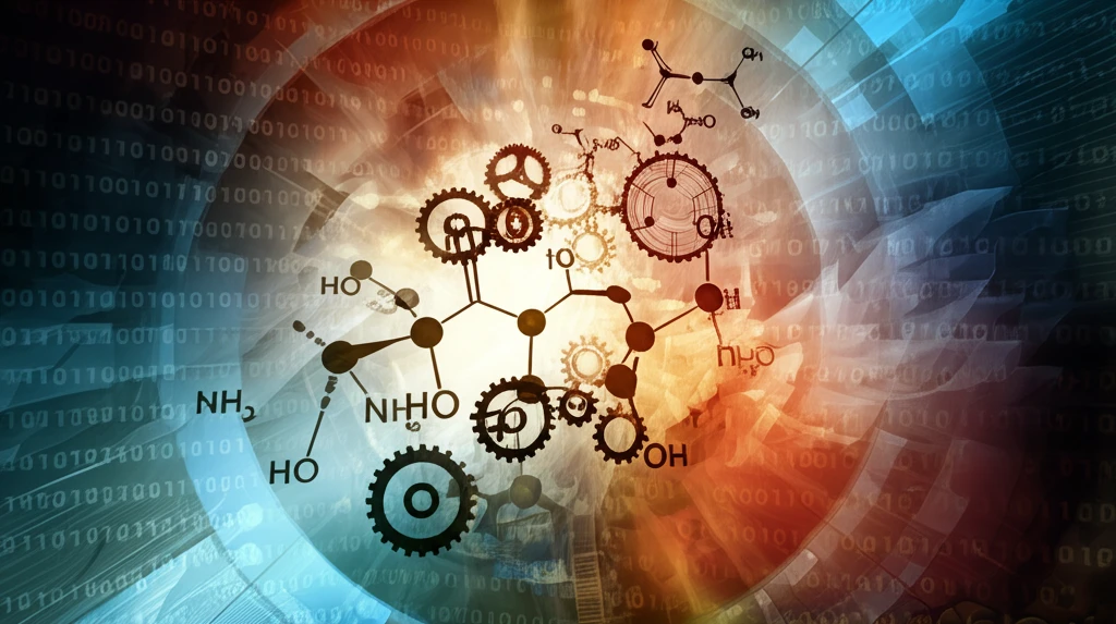 Gears and chemical structures symbolizing industrial financial performance
