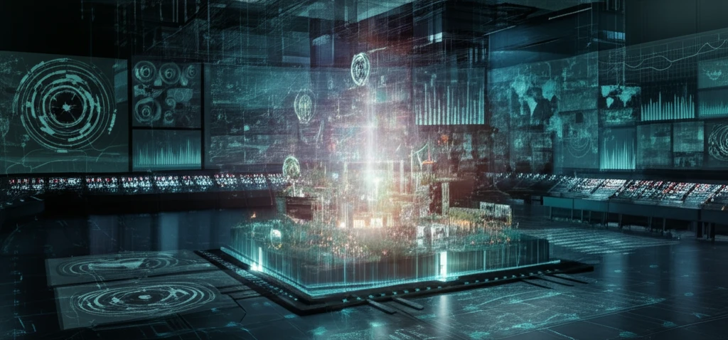Factory control room visualizing manufacturing process data in real-time.