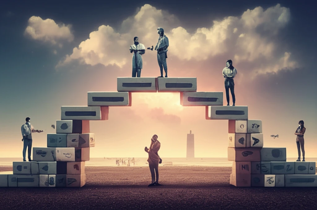 Healthcare professionals collaboratively building a bridge of knowledge and empathy.