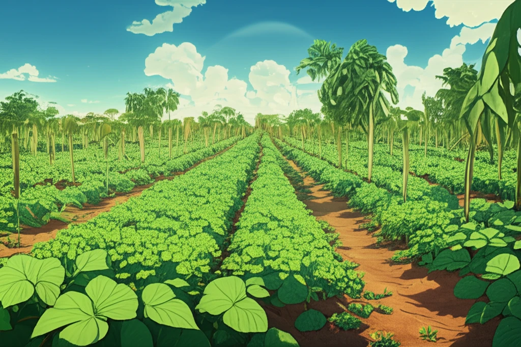Balanced crop growth in egusi-melon field with Primextra herbicide protection.