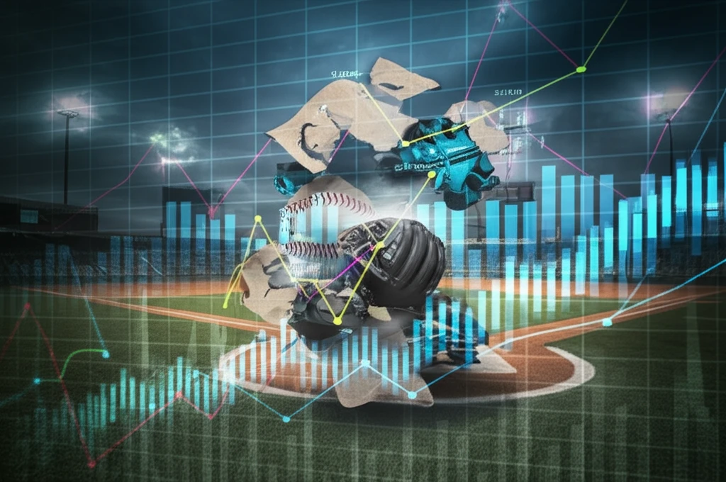 Baseball diamond with stock charts symbolizing financial risk in sports sponsorships.