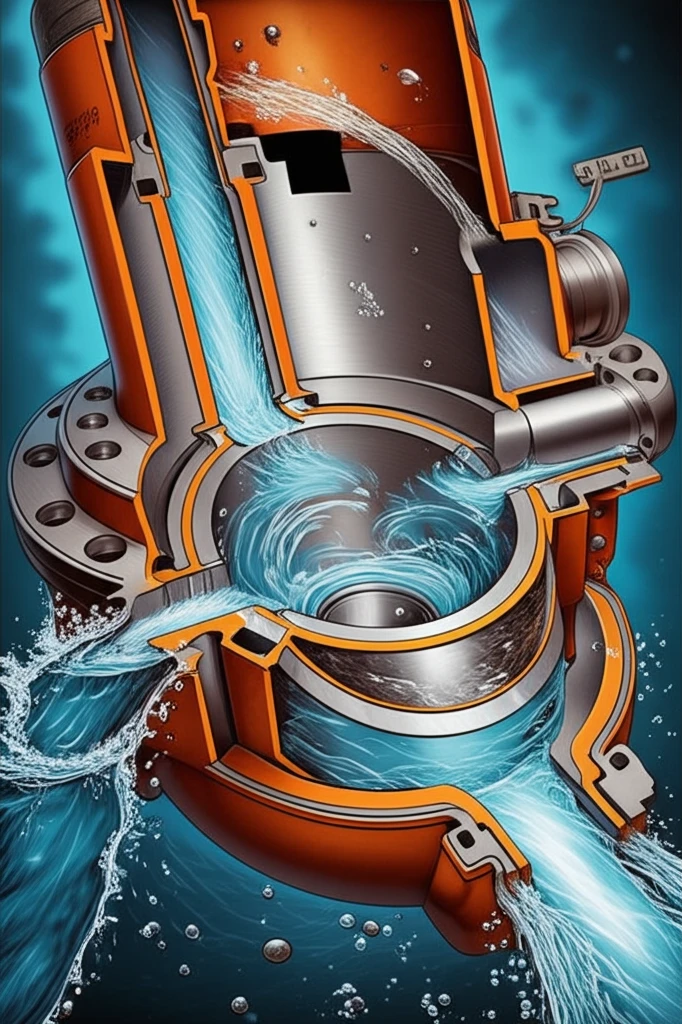 Cross-section of a submersible pump with exaggerated wear-ring clearance.