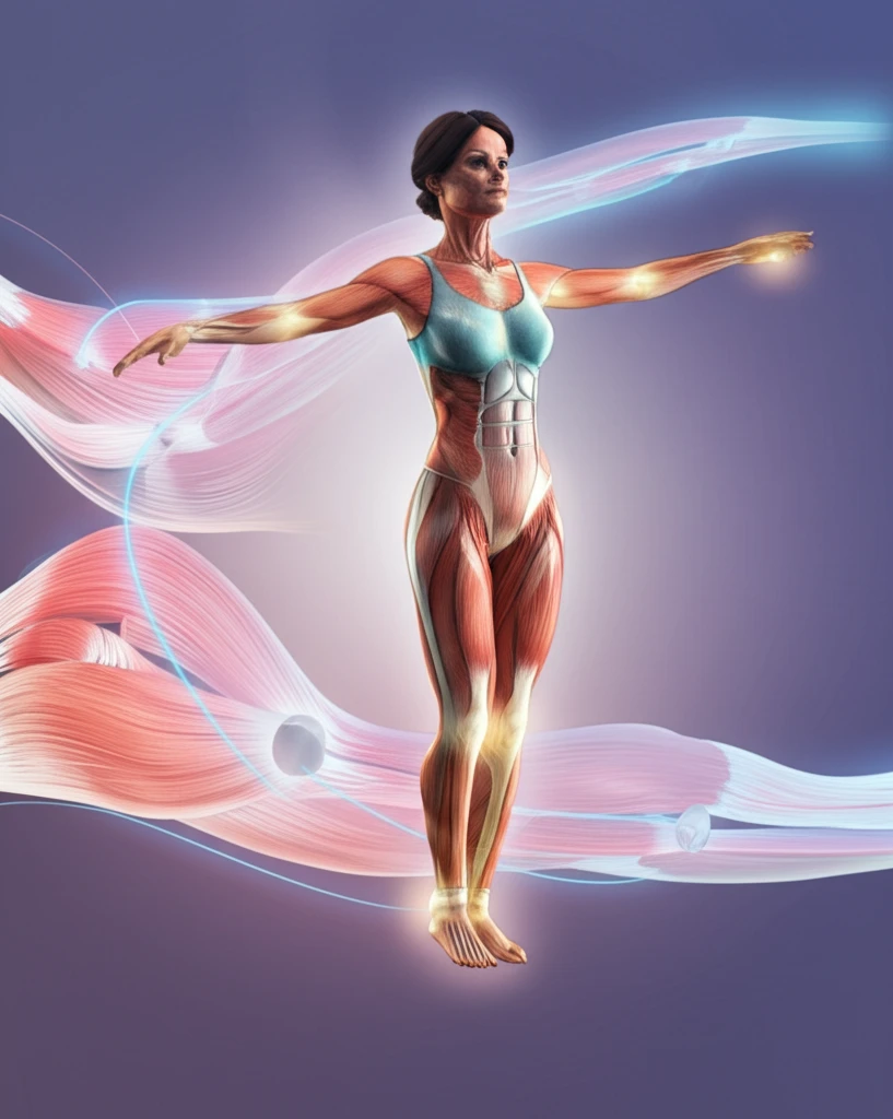 Surreal illustration of a woman balancing on interconnected joints, symbolizing hypermobility and balance.