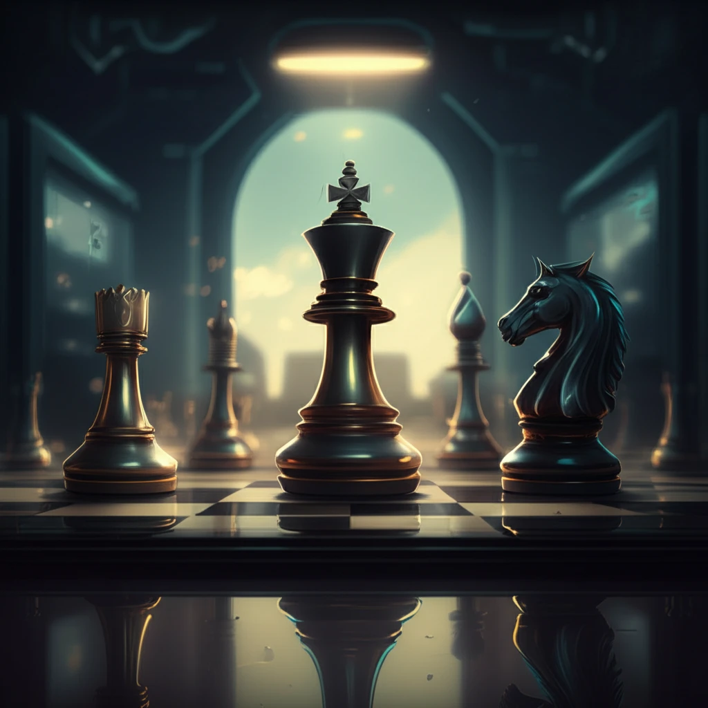 Chess pieces on a corporate desk represent strategic workplace tactics.