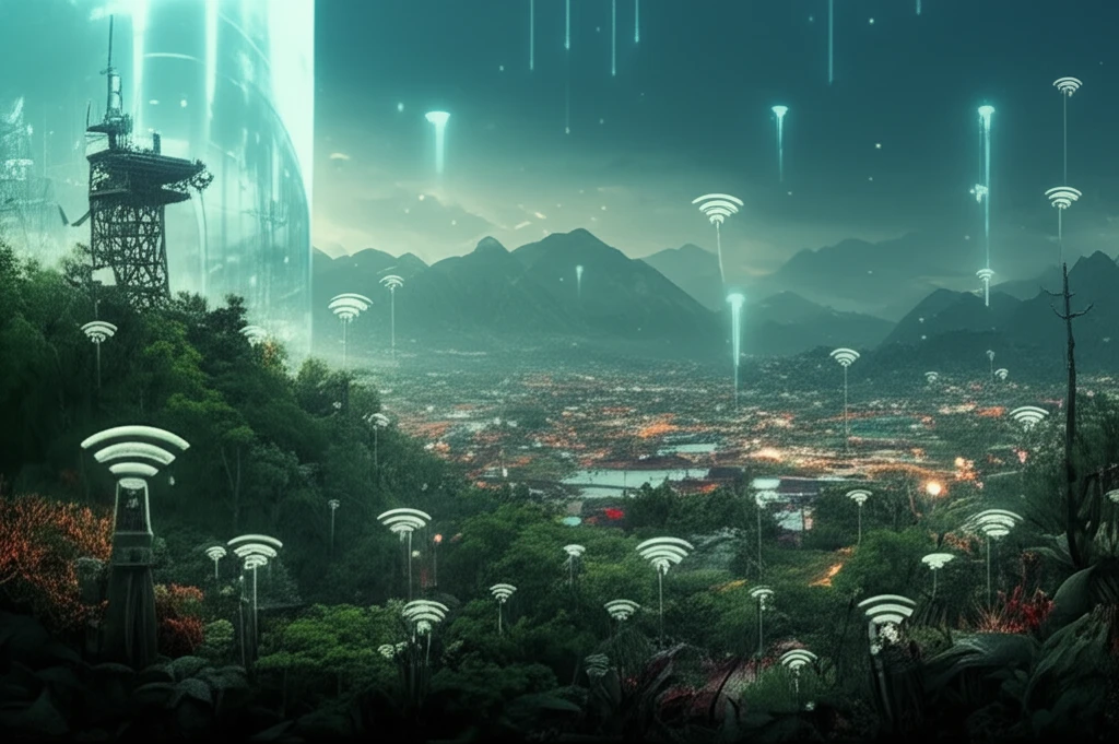 Wireless sensors on a mountainside protecting a valley community