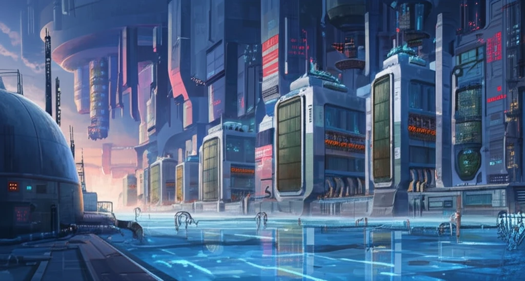 Futuristic nuclear power plant featuring passive heat exchangers.