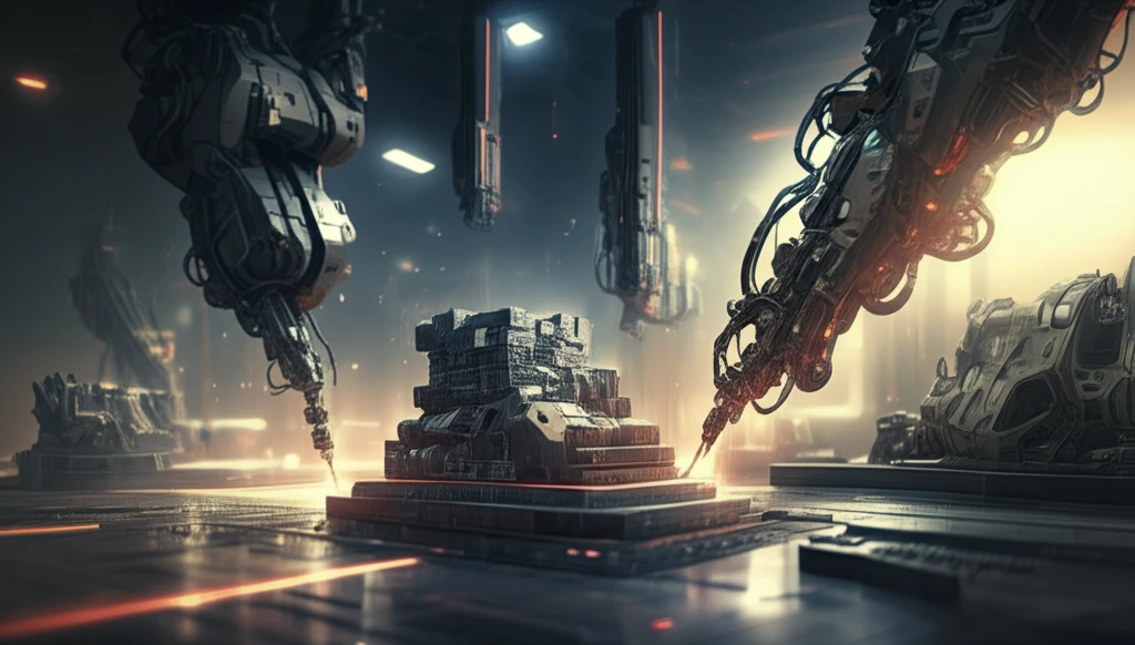 Futuristic factory using lasers to 3D print metal components with SLM technology