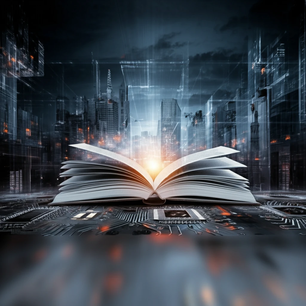 A futuristic city skyline symbolizing the power of narratives in shaping entrepreneurial ecosystems.