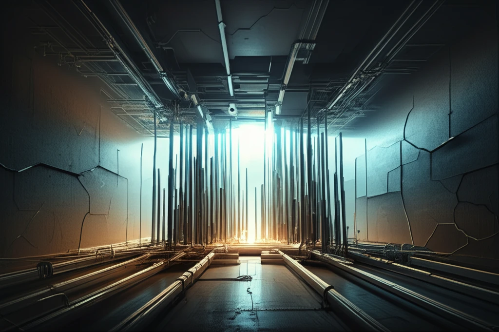 Surreal illustration of steel fibers reinforcing a concrete slab.