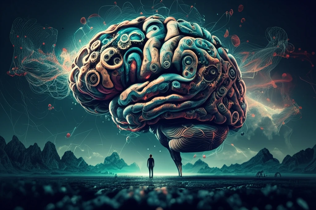 Brain illustration with interconnected gears using Fuzzy Logic