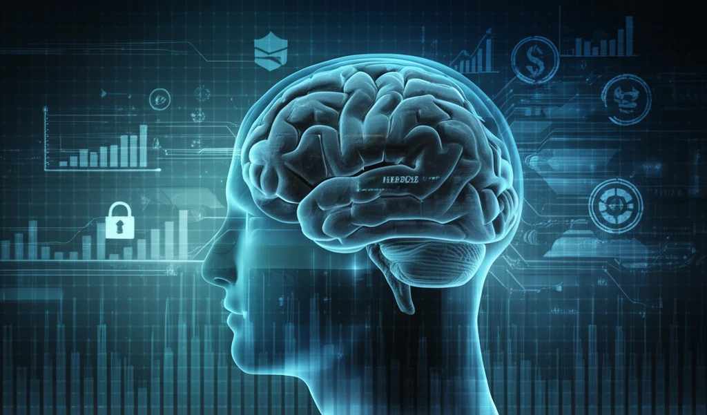 Brain intertwined with financial charts and insurance policies