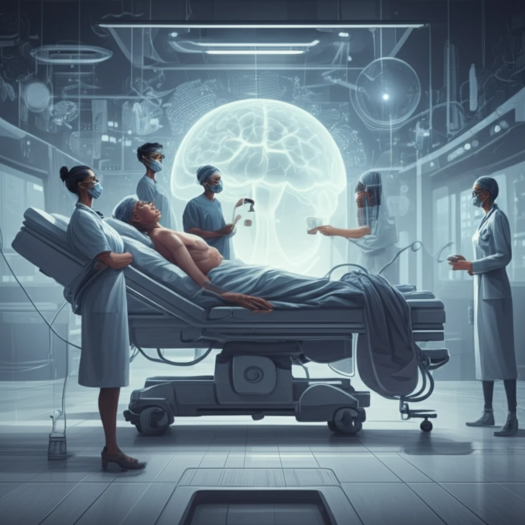 Healthcare professionals collaboratively working in a neurorehabilitation setting.