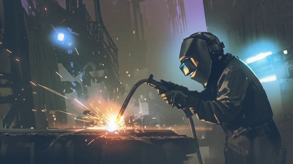 Futuristic welding process with shielding gas dynamics.