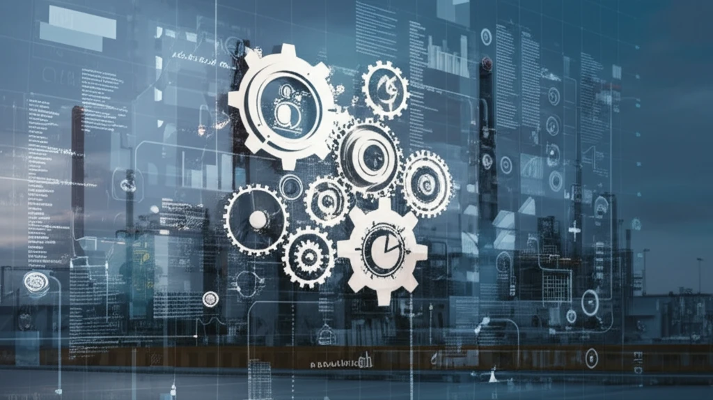 Interconnected gears representing supply chain management