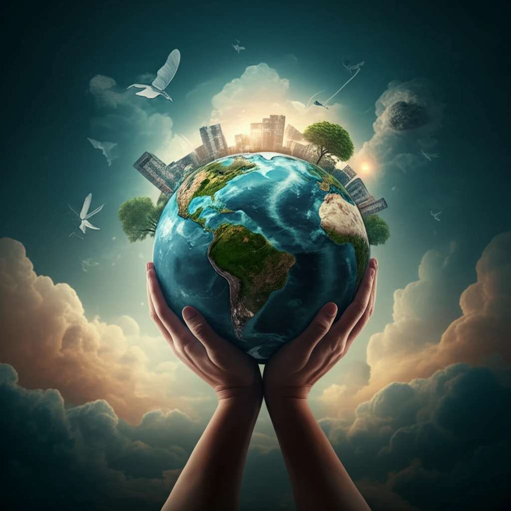 Earth in hands representing climate change economics