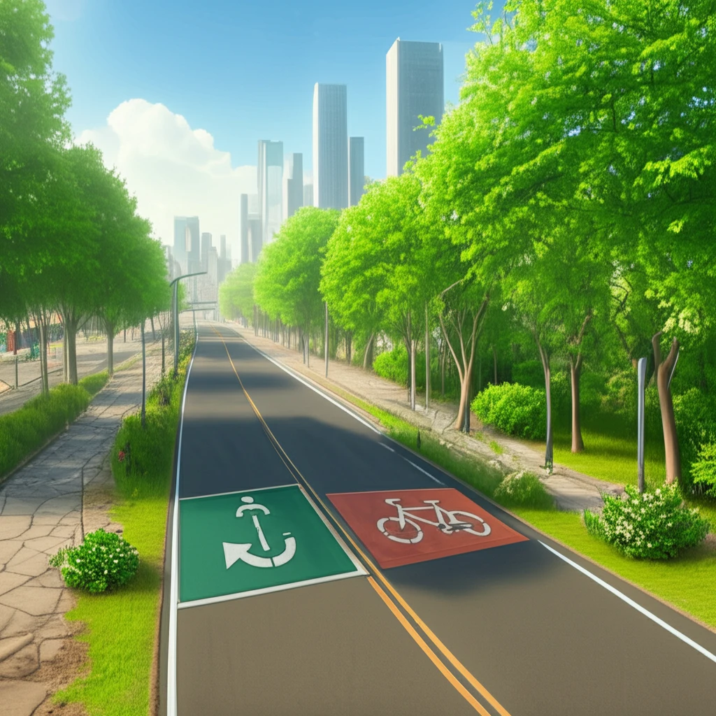 A road transforming from city to nature, symbolizing Complete Streets and SmartRoads.