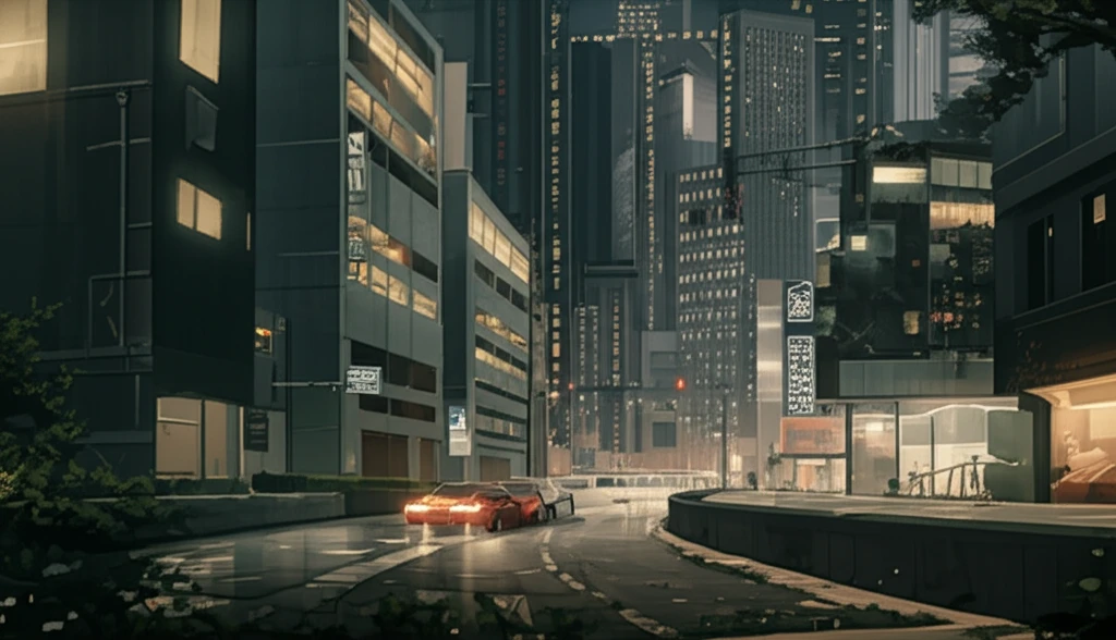 Futuristic city skyline featuring laminated prefabricated construction.