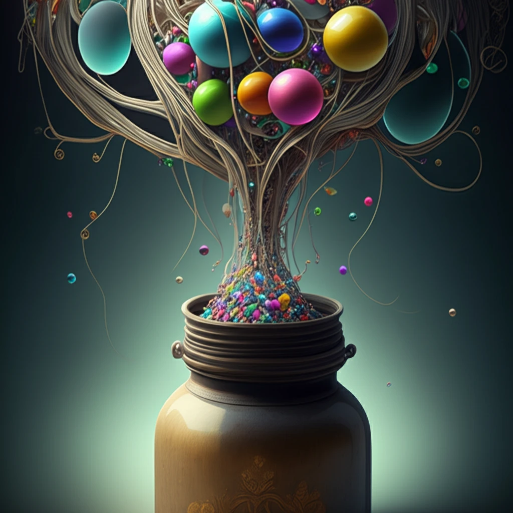 Colorful urn overflowing with data streams, representing preference modeling.