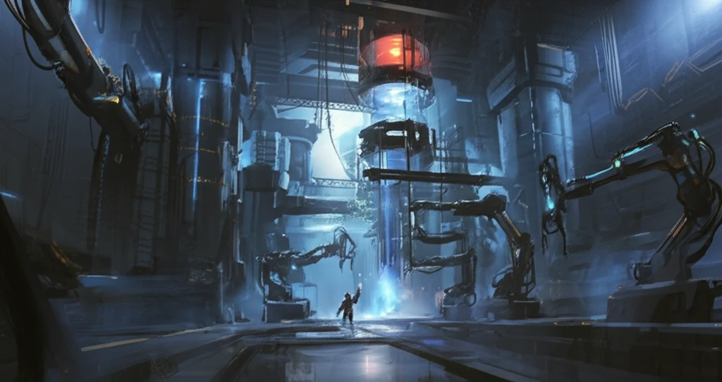 Futuristic construction site with translucent CFSTs