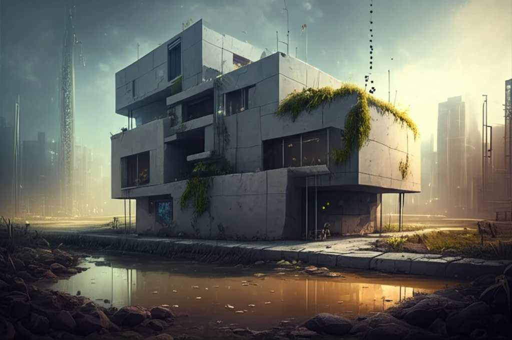 Eco-cement bricks made from sewage sludge are used to construct a modern building.