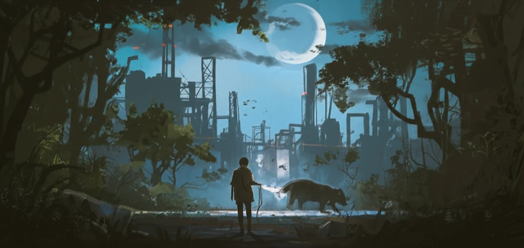 Surreal illustration of industry and nature in South Africa