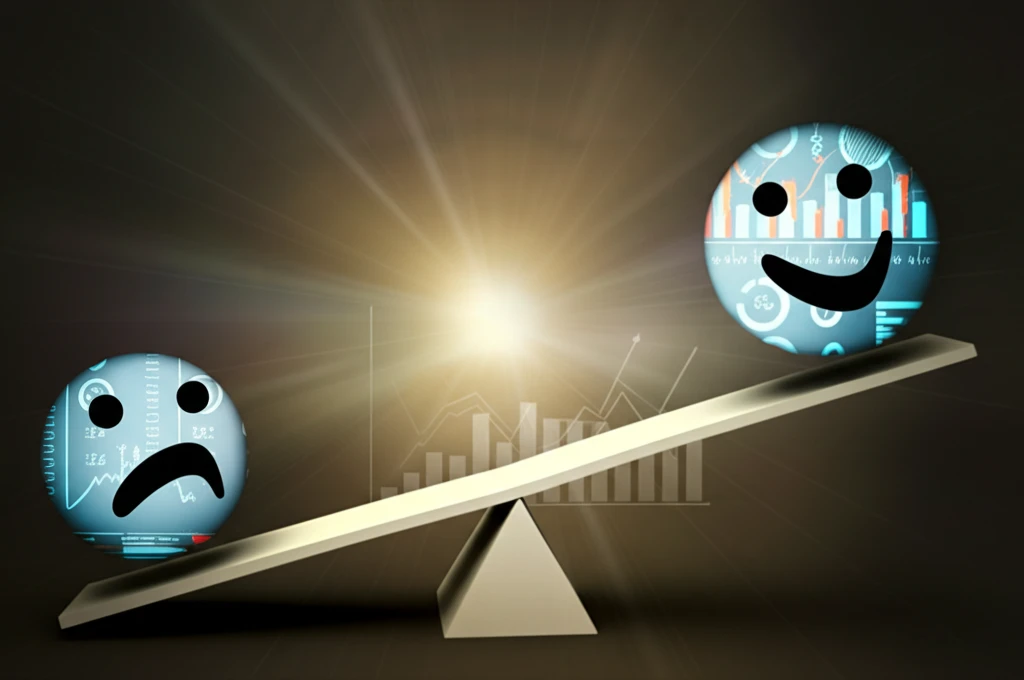 A balanced scale representing data and emotions in CSR communication.
