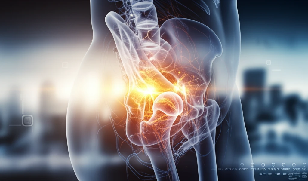 Sunrise over a stylized hip joint, symbolizing the Dawn Hip initiative and early intervention.