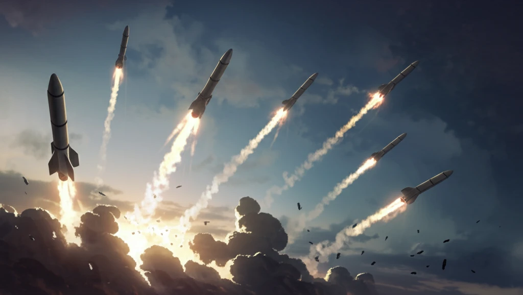 Coordinated missile strike with multiple missiles.