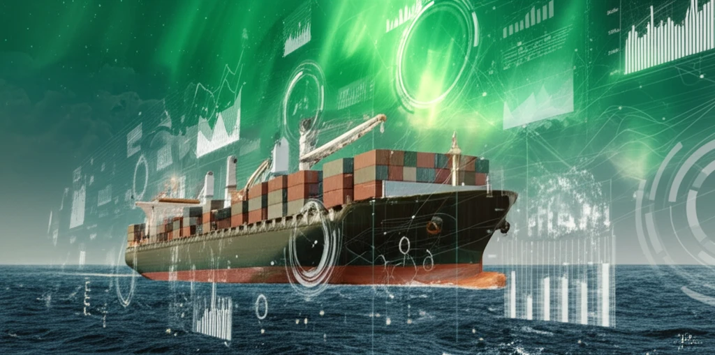 Cargo ship sailing in the future with optimized route