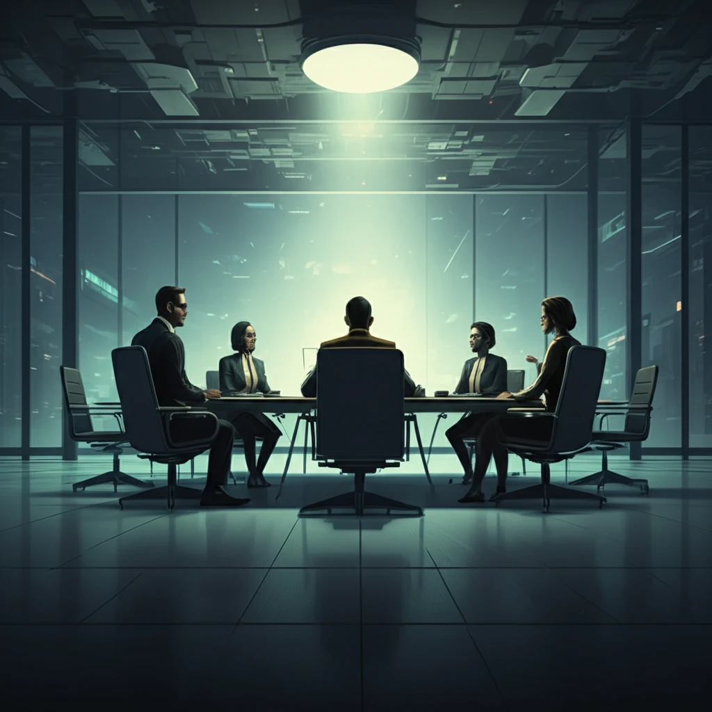 Board Room Scene with a glowing light hovering