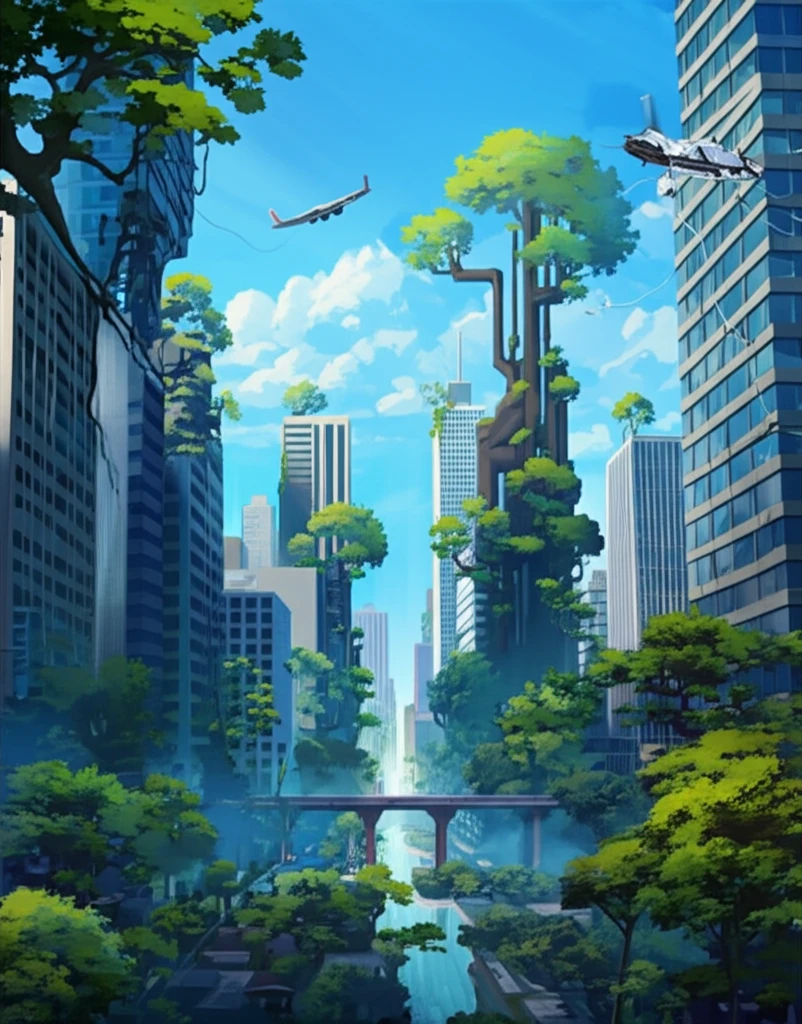 Cityscape with sprouting plants, symbolizing entrepreneurial growth