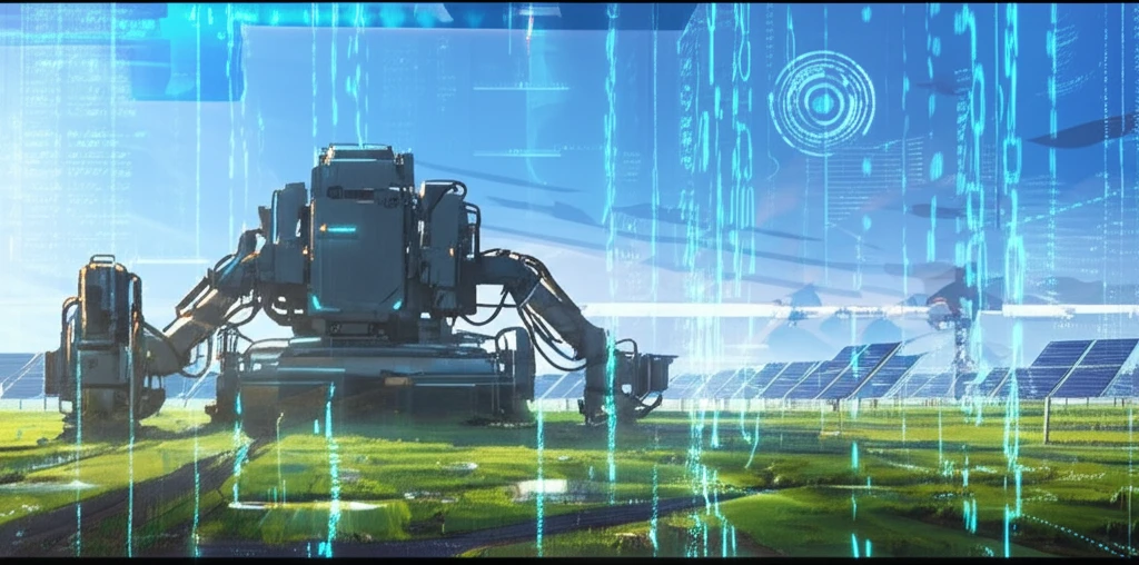 AI-powered land leveling with solar panels