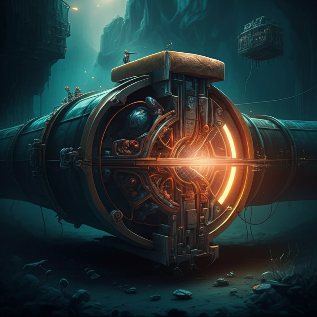 Cross-section of a high-tech sandwich pipe underwater