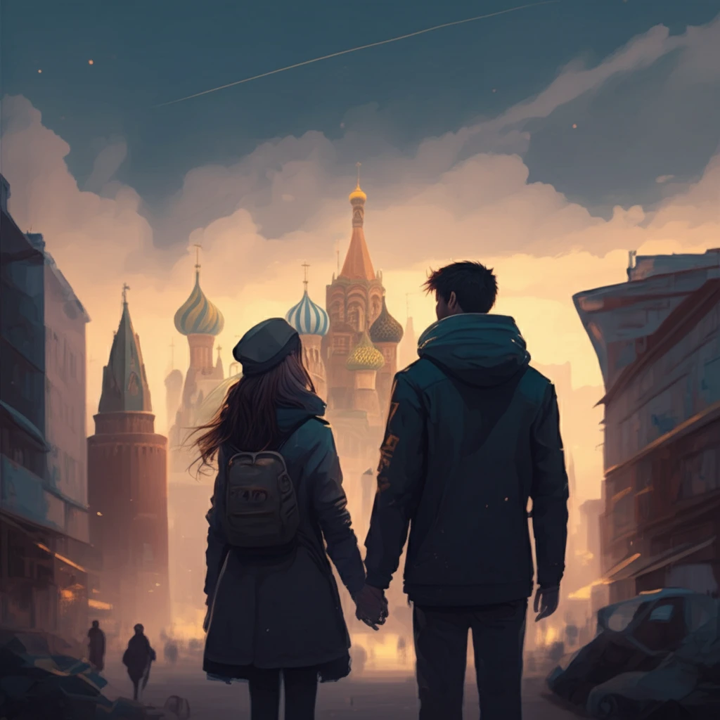 Young Russian couple blending tradition with modernity