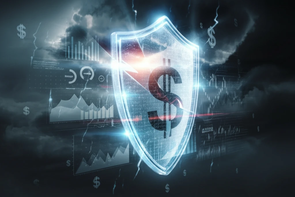 Financial shield deflecting market crash