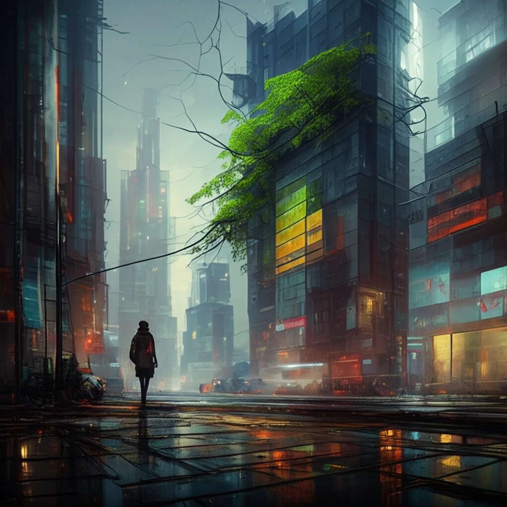 Futuristic cityscape with energy-efficient buildings.
