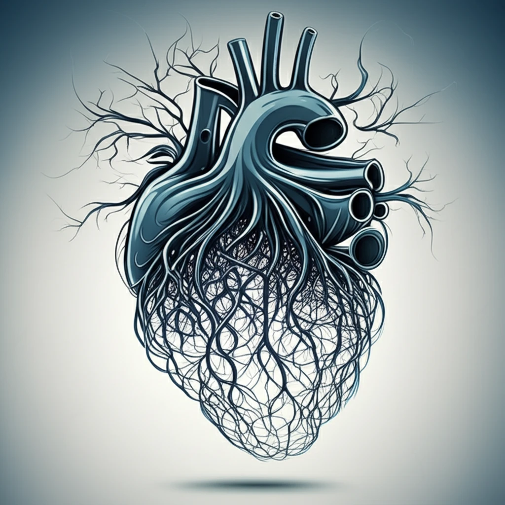 A heart intertwined with roots, symbolizing organ donation and ethical complexities.