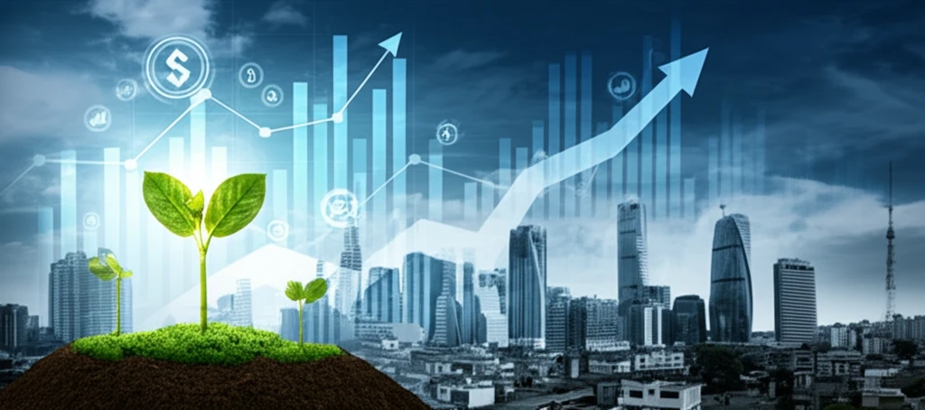 Green shoots of sustainability: Balancing economic growth with environmental responsibility.