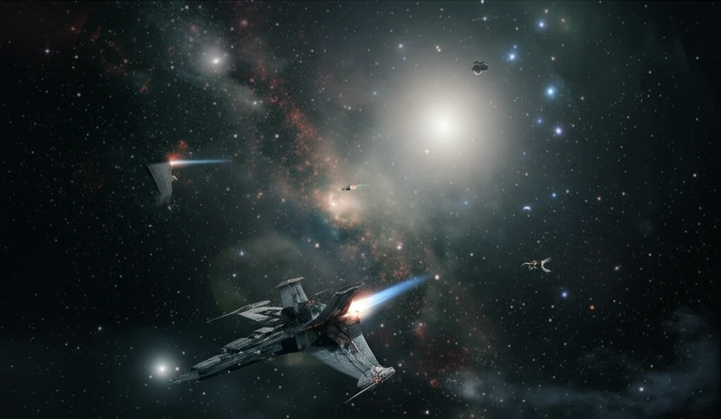 Multiple spacecraft flying in perfect formation.