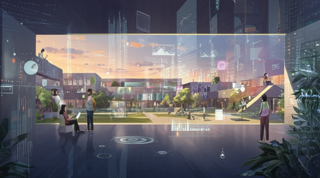A vibrant, interconnected university campus transforming into a dynamic learning ecosystem.
