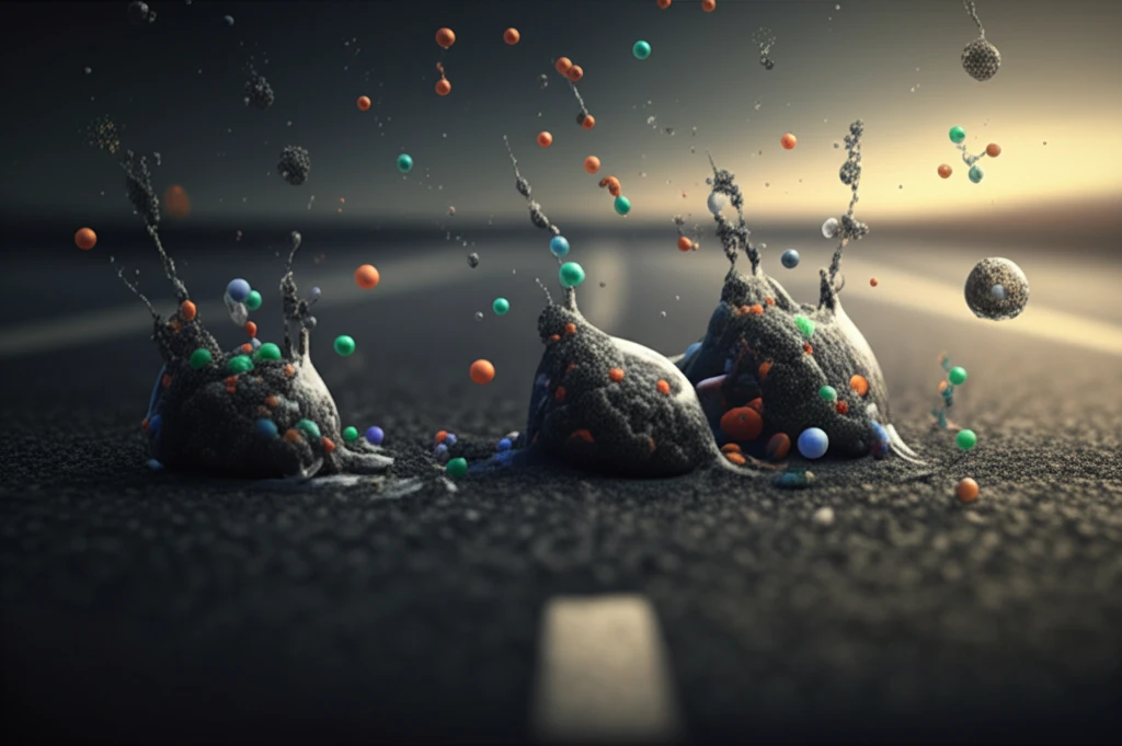 Microscopic view of asphalt emulsion droplets, symbolizing innovation in pavement technology.