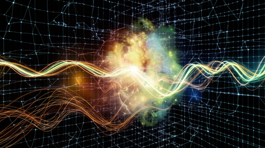 Dynamic mobile network with glowing nodes and energy streams.