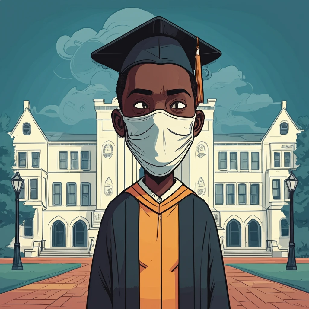 A symbolic representation of an academic of color navigating the pressures of assimilation in a predominantly white university.
