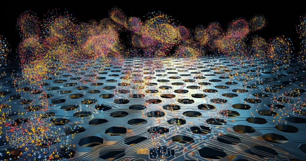 Microscopic view of airflow through a perforated plate