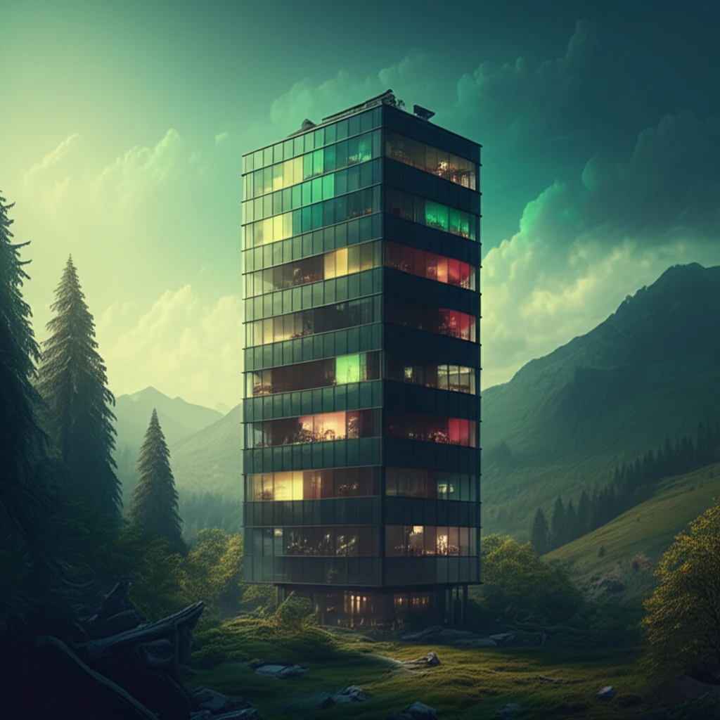 Office Building with Glowing Windows Indicating Employee Satisfaction