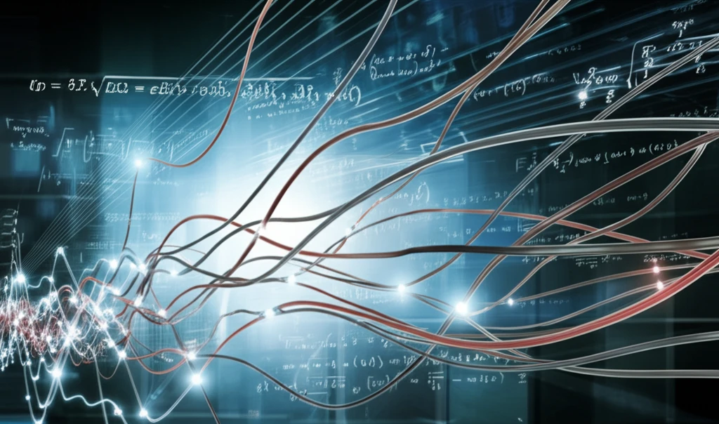 Electrical impulses on transmission lines with equations overlay.