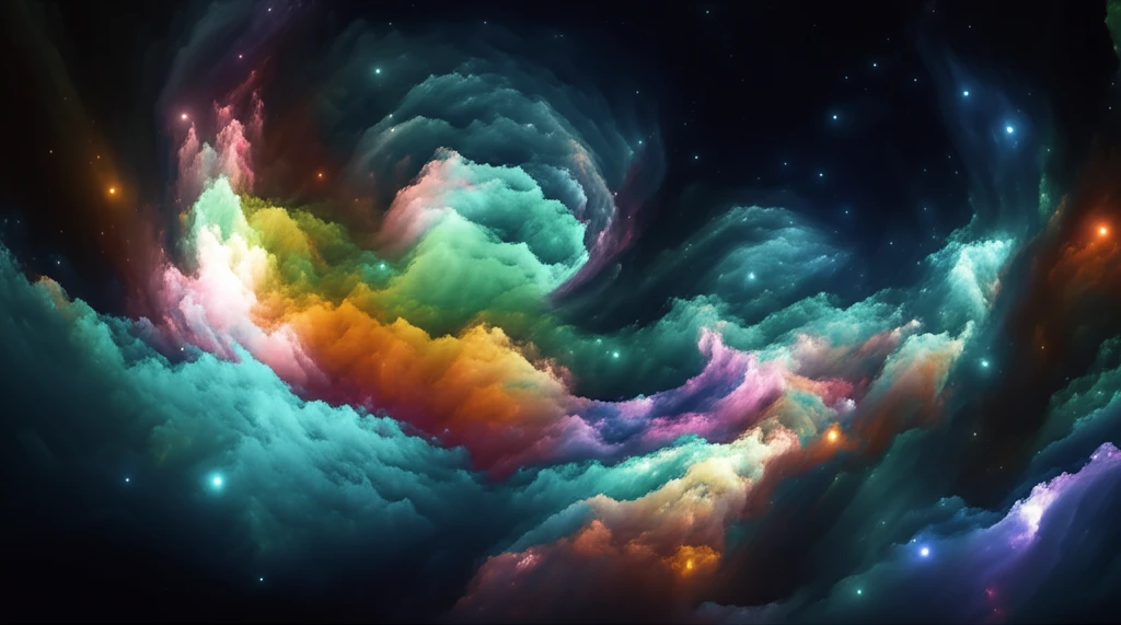 Surreal vortex of colors representing turbulence.